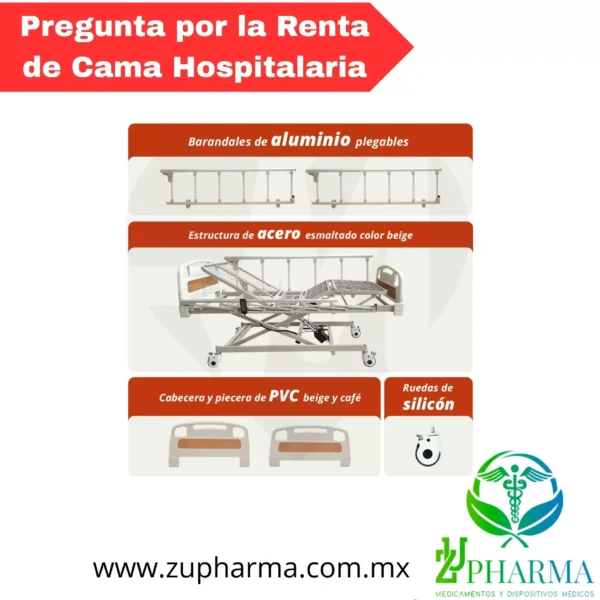 Cama de Hospital Eléctrica de 3 Posiciones (Renta) - Imagen 3