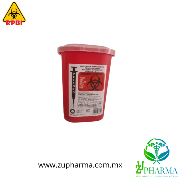 Contenedor Para Residuos Peligrosos Punzocortantes de 1Litro.