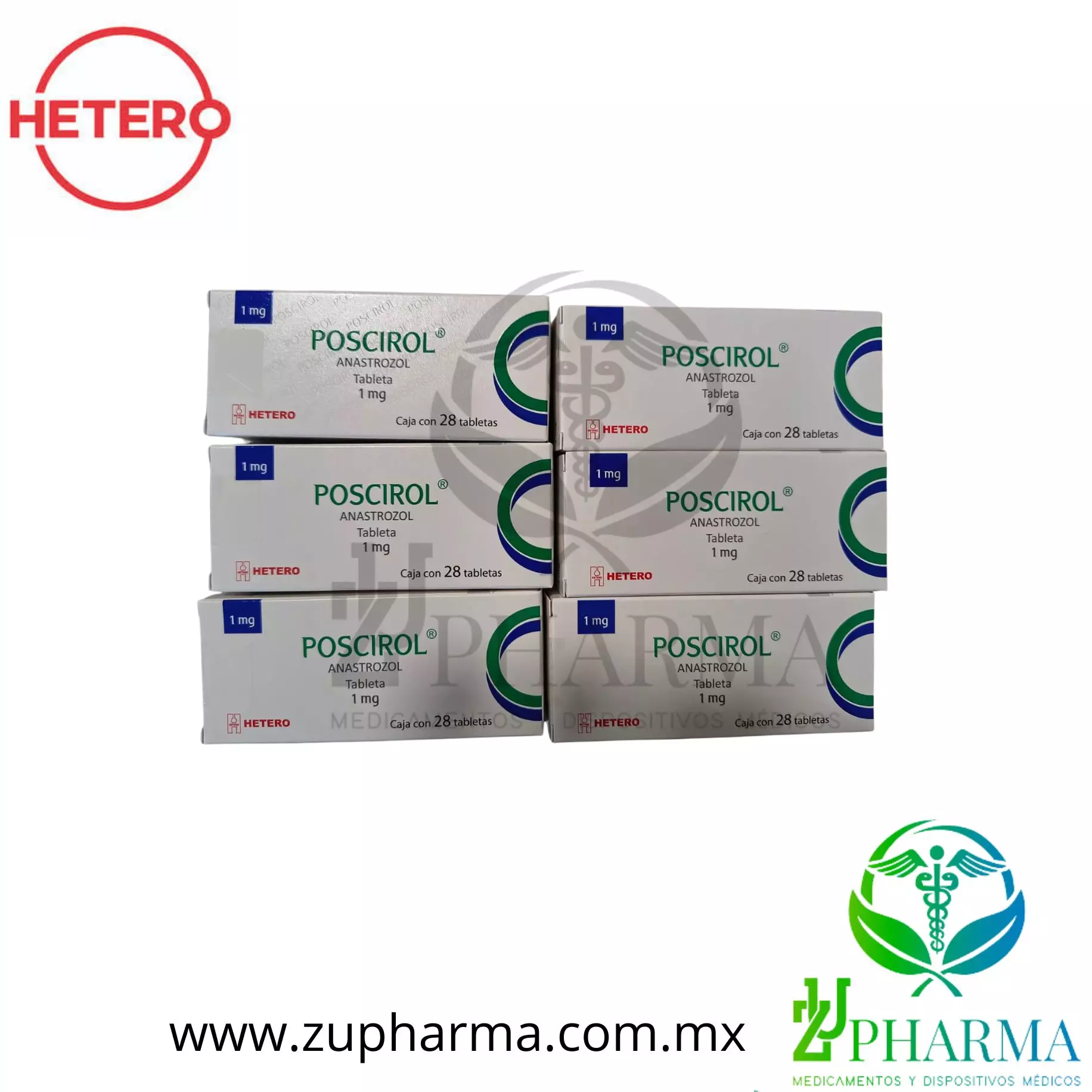 Poscirol 1mg con 28 tabletas (Anastrozol) - Imagen 2
