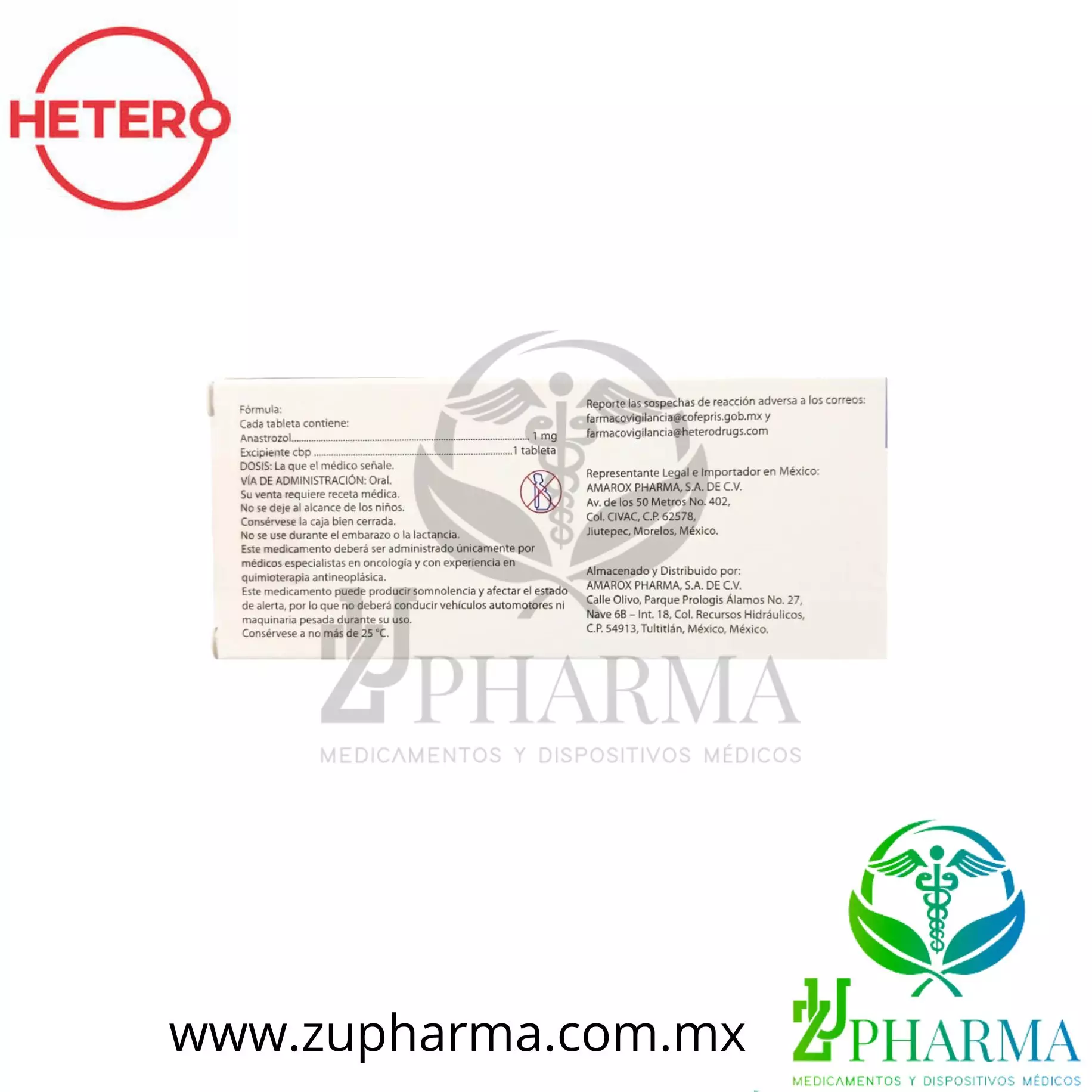 Poscirol 1mg con 28 tabletas (Anastrozol) - Imagen 3