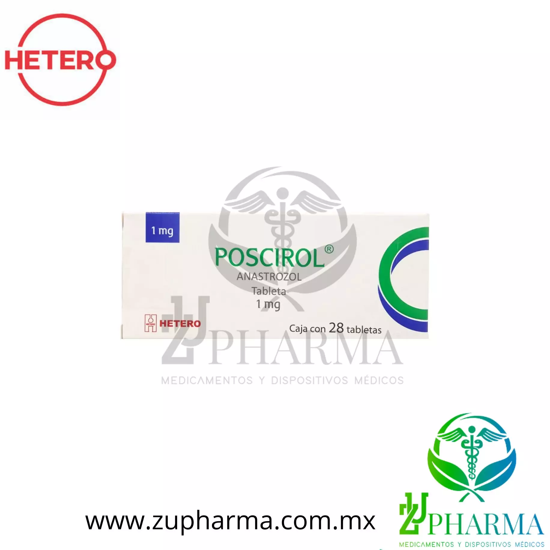 Poscirol 1mg con 28 tabletas (Anastrozol) - Imagen 4