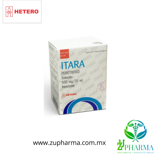ITARA (PEMETREXED) 500 MG / 20 ML CAJA CON 1 FRASCO ÁMPULA SOL INY LAB HETERO.