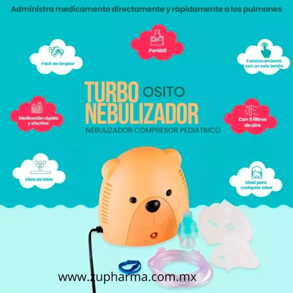 Nebulizador Compresor Pediatrico/infantil Con Mascarilla Color Cafe - Imagen 2