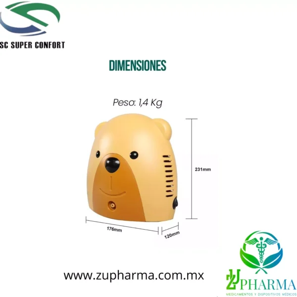 Nebulizador Compresor Pediatrico/infantil Con Mascarilla Color Cafe - Imagen 4