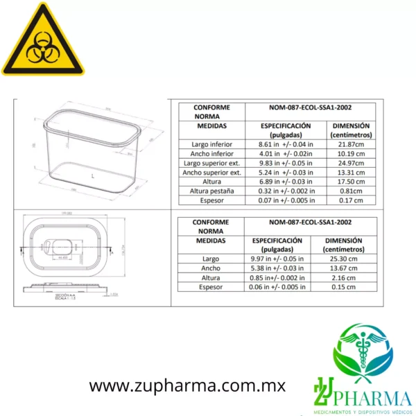 Contenedor para residuos Punzocortantes Biológico-Infecciosos. 4 L - Imagen 2