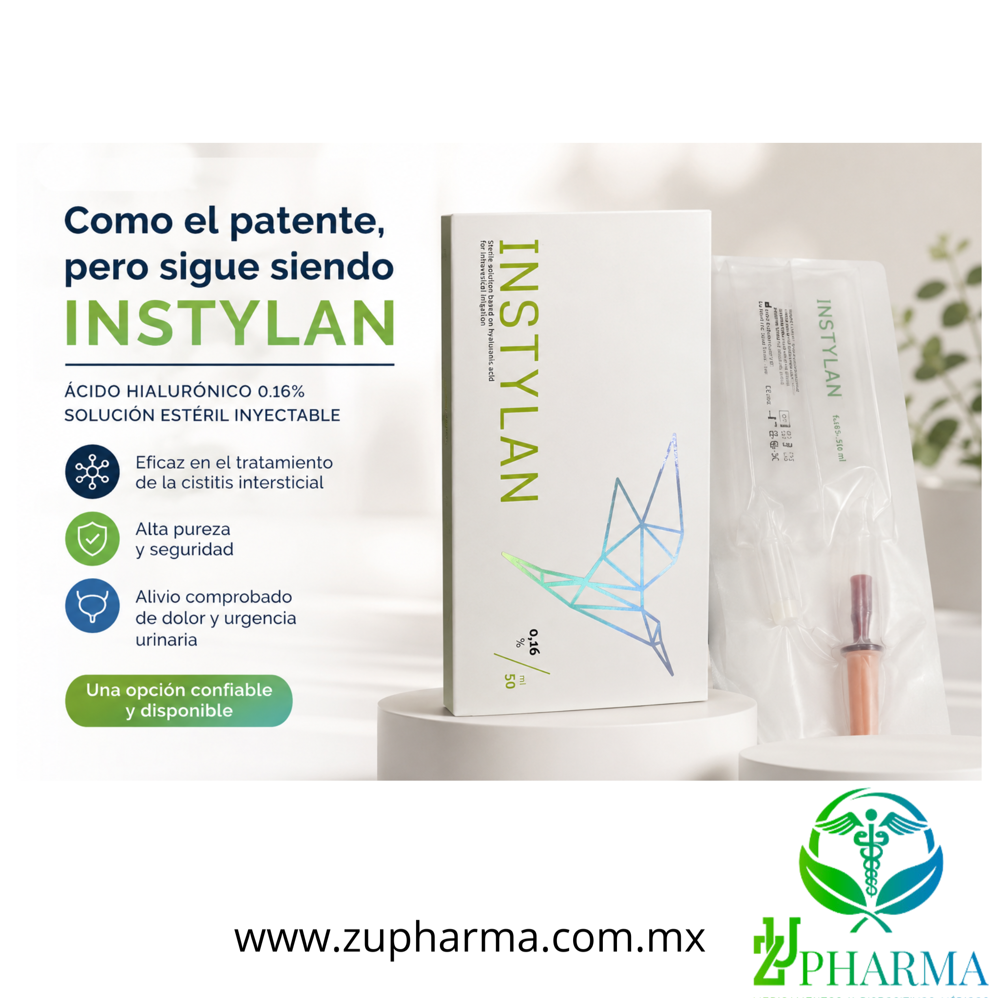 CYSTISTAT (Hialuronato de Sodio) 40 mg / 50 mL Caja con 1 Frasco Ámpula con Solución Estéril - Imagen 2