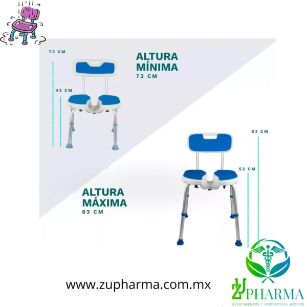 Silla de Ducha con Apertura Higiénica para Adultos Mayores - Imagen 5