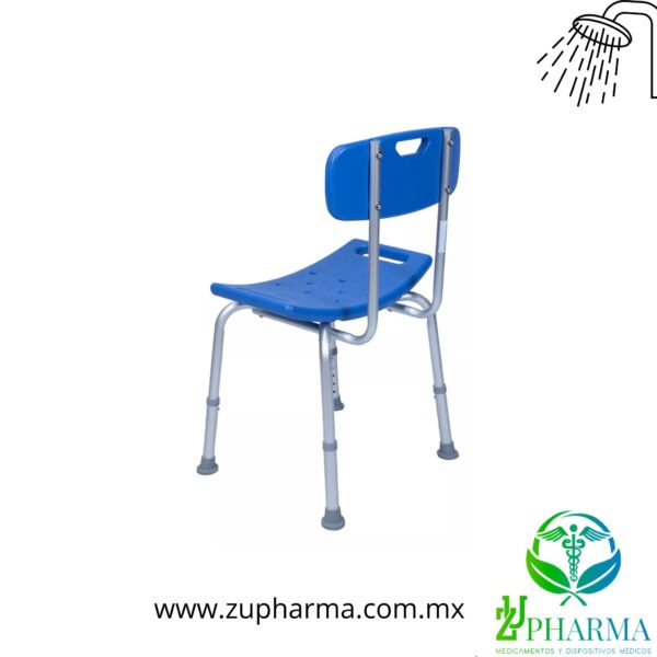 Silla de Ducha Aluminio con Respaldo Azul - Imagen 5