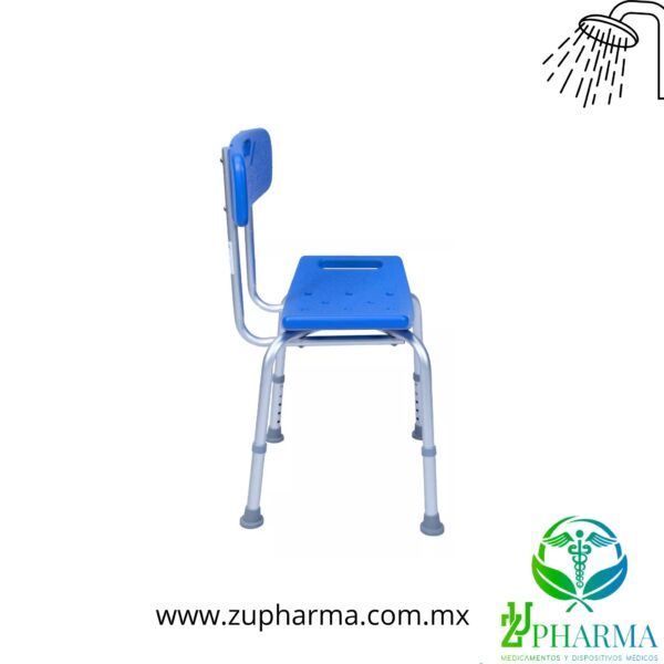 Silla de Ducha Aluminio con Respaldo Azul - Imagen 4