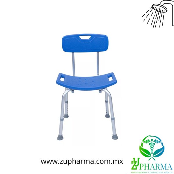 Silla de Ducha Aluminio con Respaldo Azul
