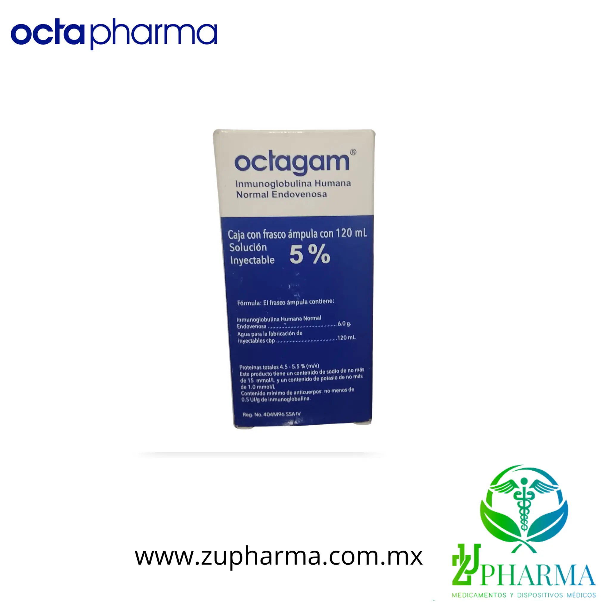 OCTAGAM (Inmunoglobulina Humana Normal Endovenosa) - Solución Inyectable 5% 120 mL