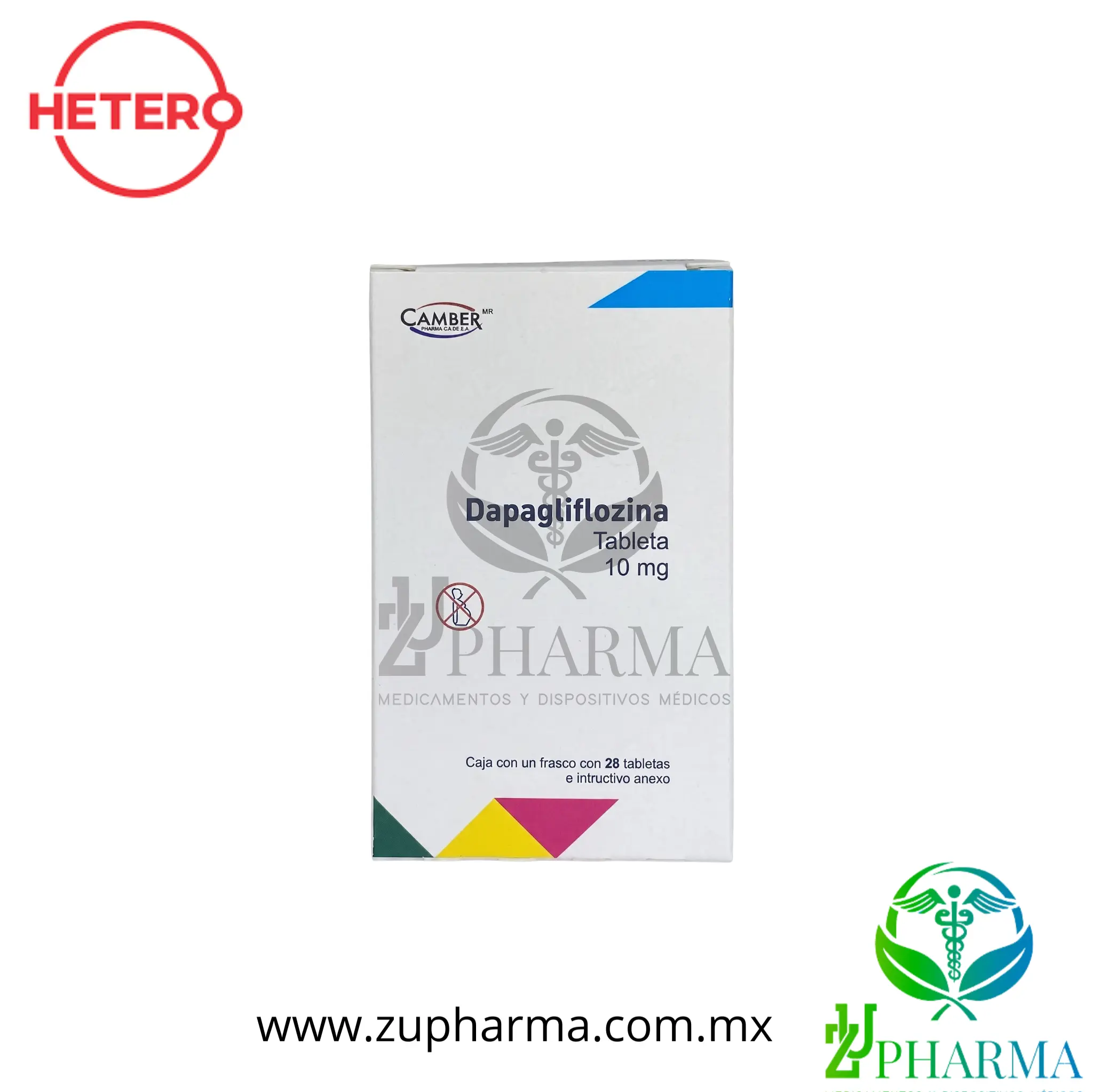 Dapagliflozina 10 mg Caja con Frasco con 28 Tabletas - Camber
