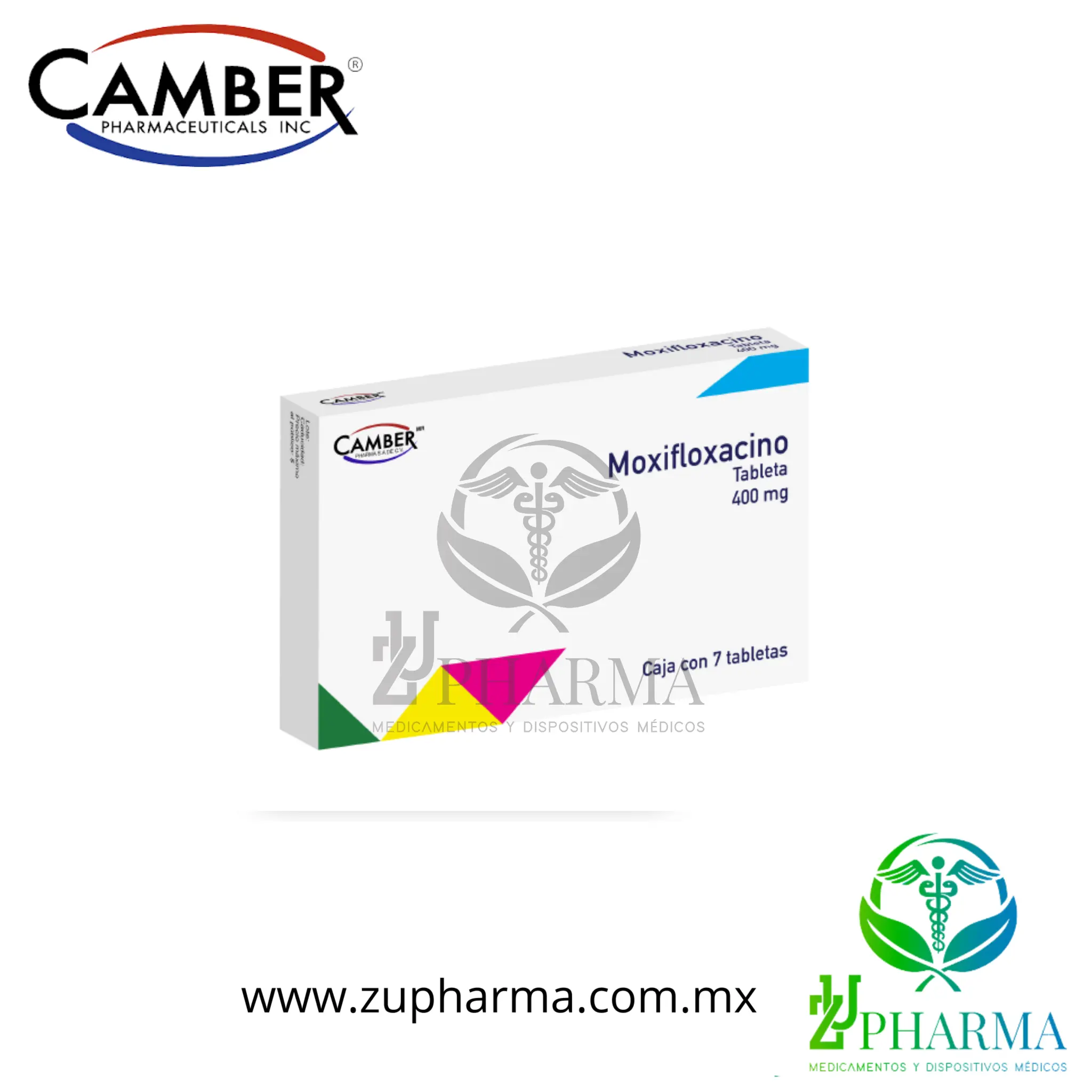 Moxifloxacino 400 mg Caja con 7 Tabletas - Camber
