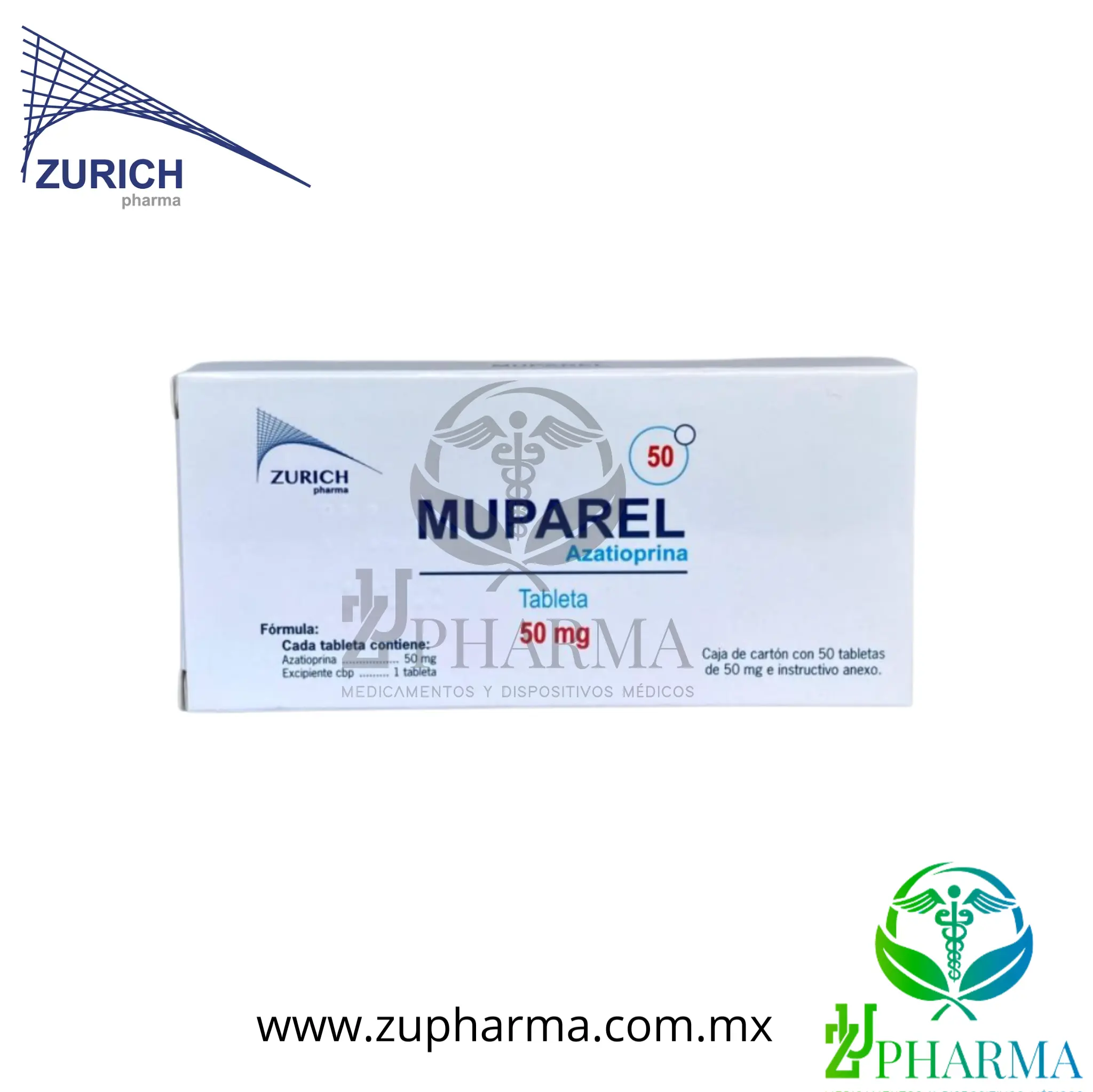 Muparel Azatioprina 50 mg Caja con 50 Tabletas - Zurich Pharma