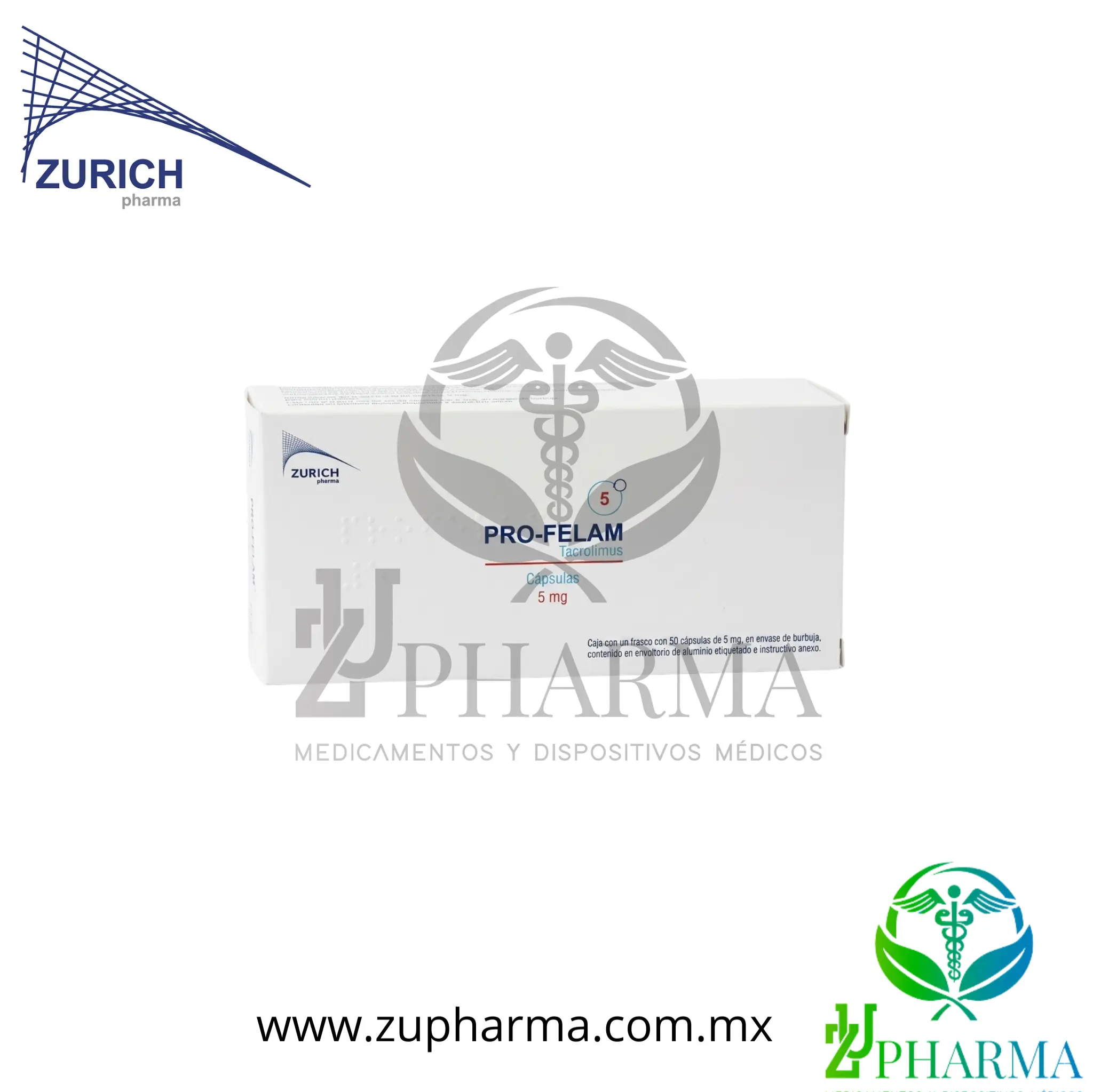 Pro-Felam Tacrolimus 5 mg Caja con 50 Cápsulas