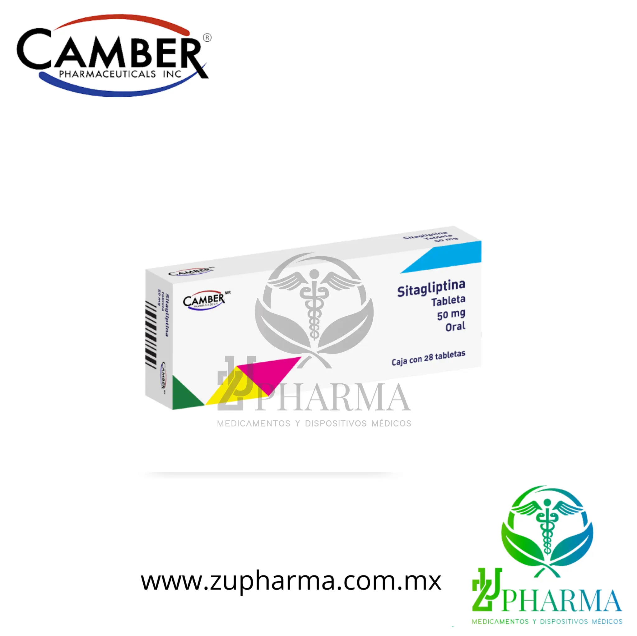 Sitagliptina 50 mg Caja con 28 Tabletas Orales