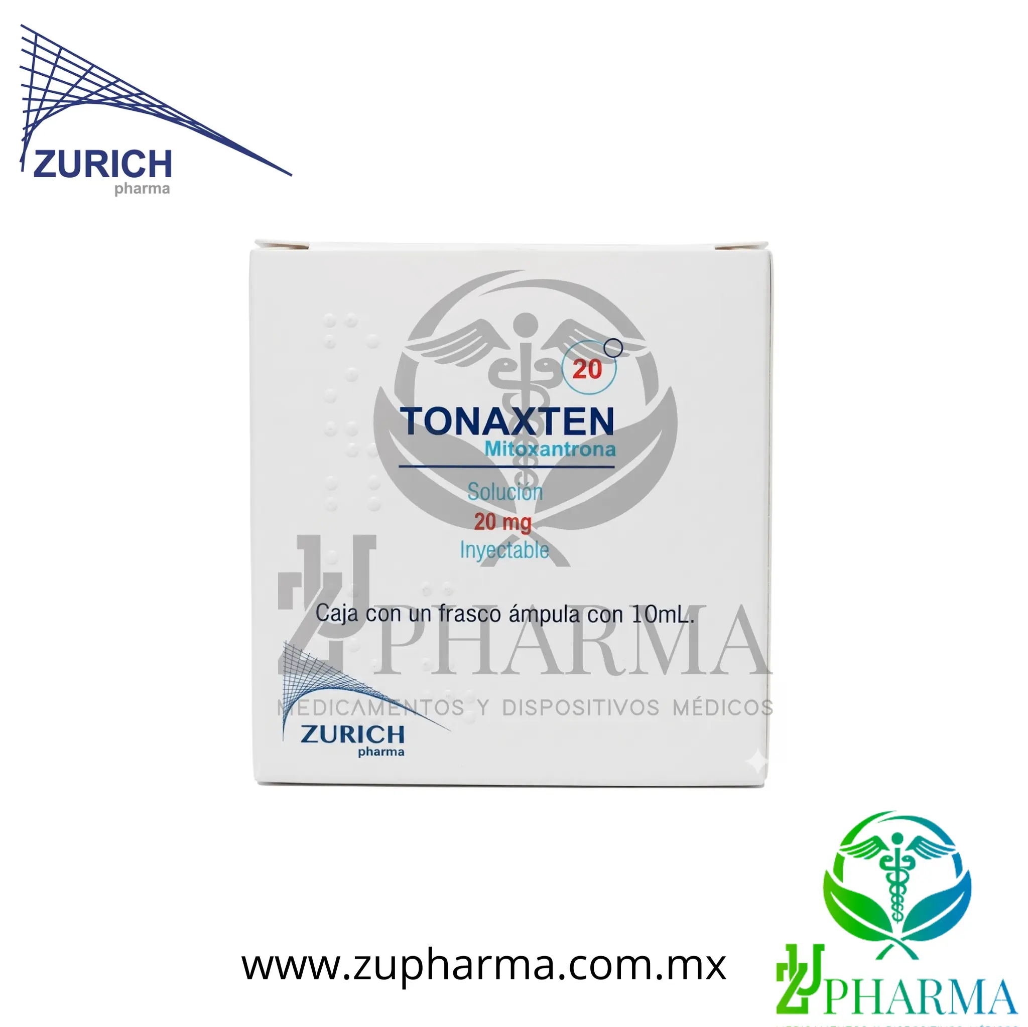 Tonaxten Mitoxantrona 20 mg / 10 mL Caja con 1 Frasco Ámpula
