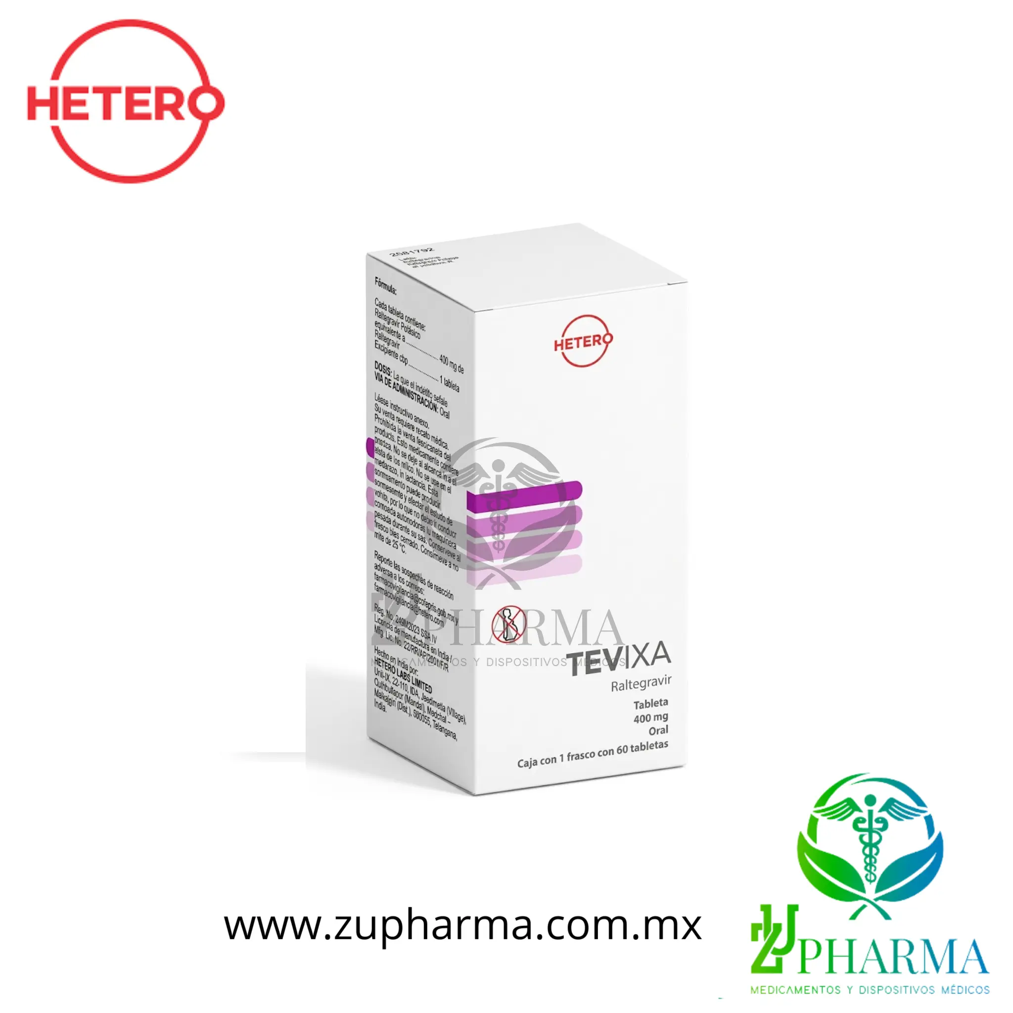 TEVIXA (Raltegravir) - 400 mg 60 Tabletas