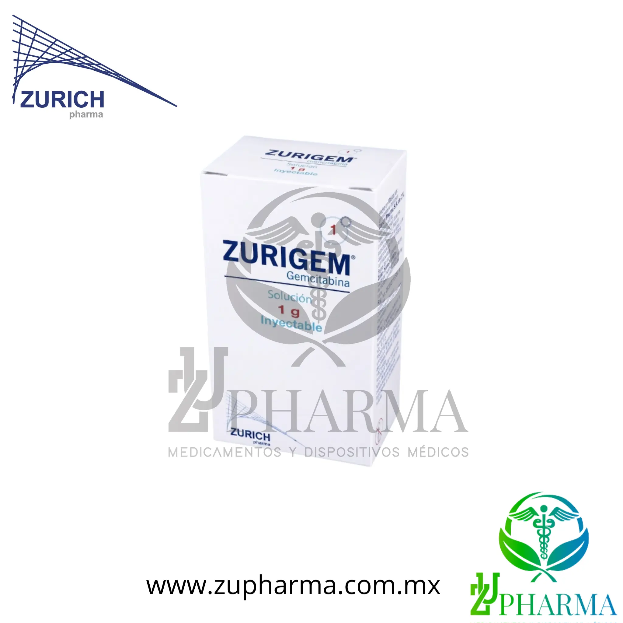 Zurigem Gemcitabina 1 g Caja con 1 Frasco Ámpula