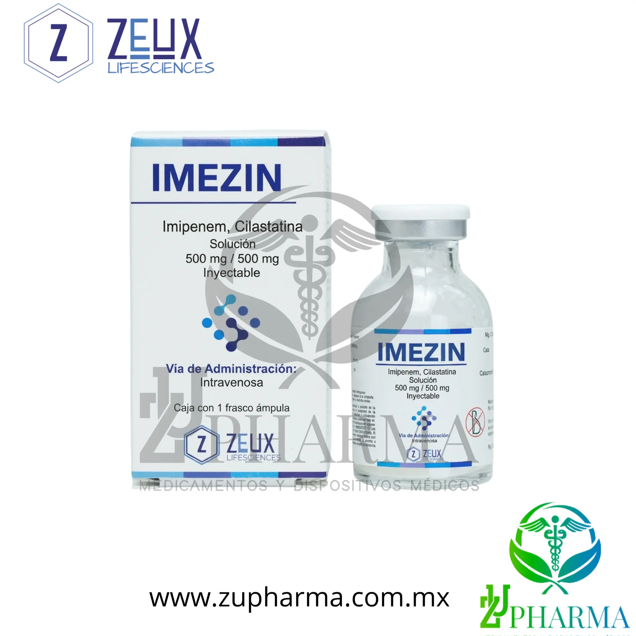 Imezin Imipenem y Cilastatina 500 mg / 500 mg Solución Inyectable Frasco Ámpula