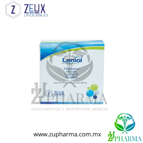 Leniol Paracetamol 1 g / 100 mL Solución Inyectable Caja con 4 Frascos ...