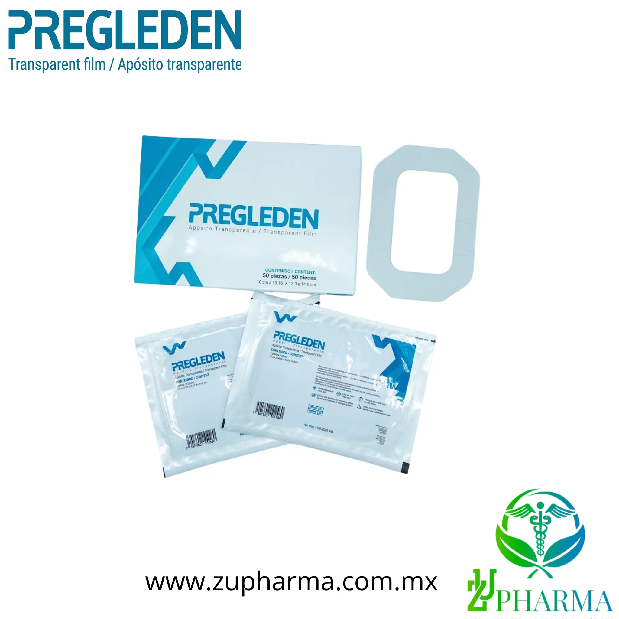 PREGLEDEN Apósito Transparente Estéril para Fijación de Catéteres y Protección de Heridas Caja con 50 Piezas