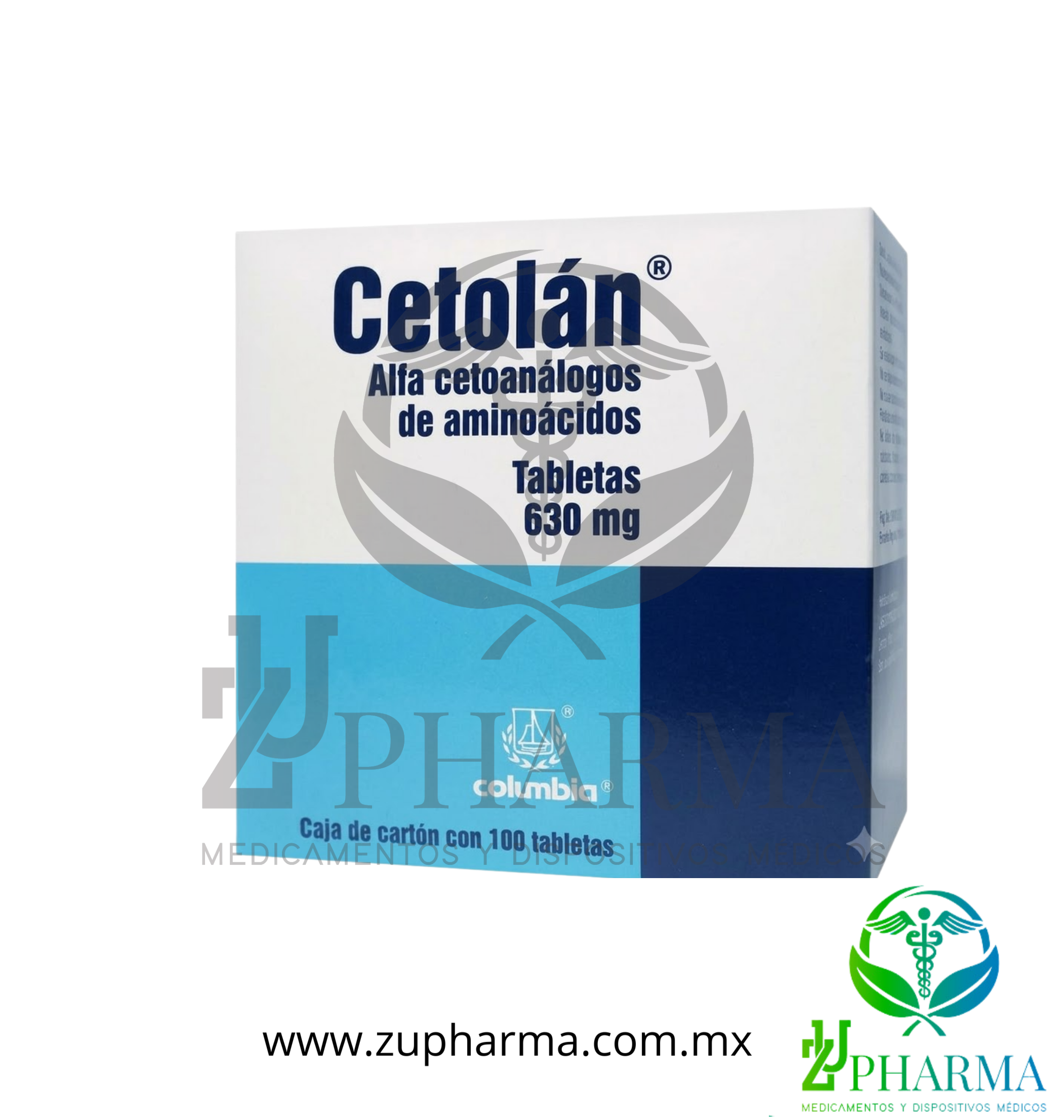 Cetolán (Alfa Cetoanálogos de Aminoácidos) 630 mg Caja con 100 Tabletas