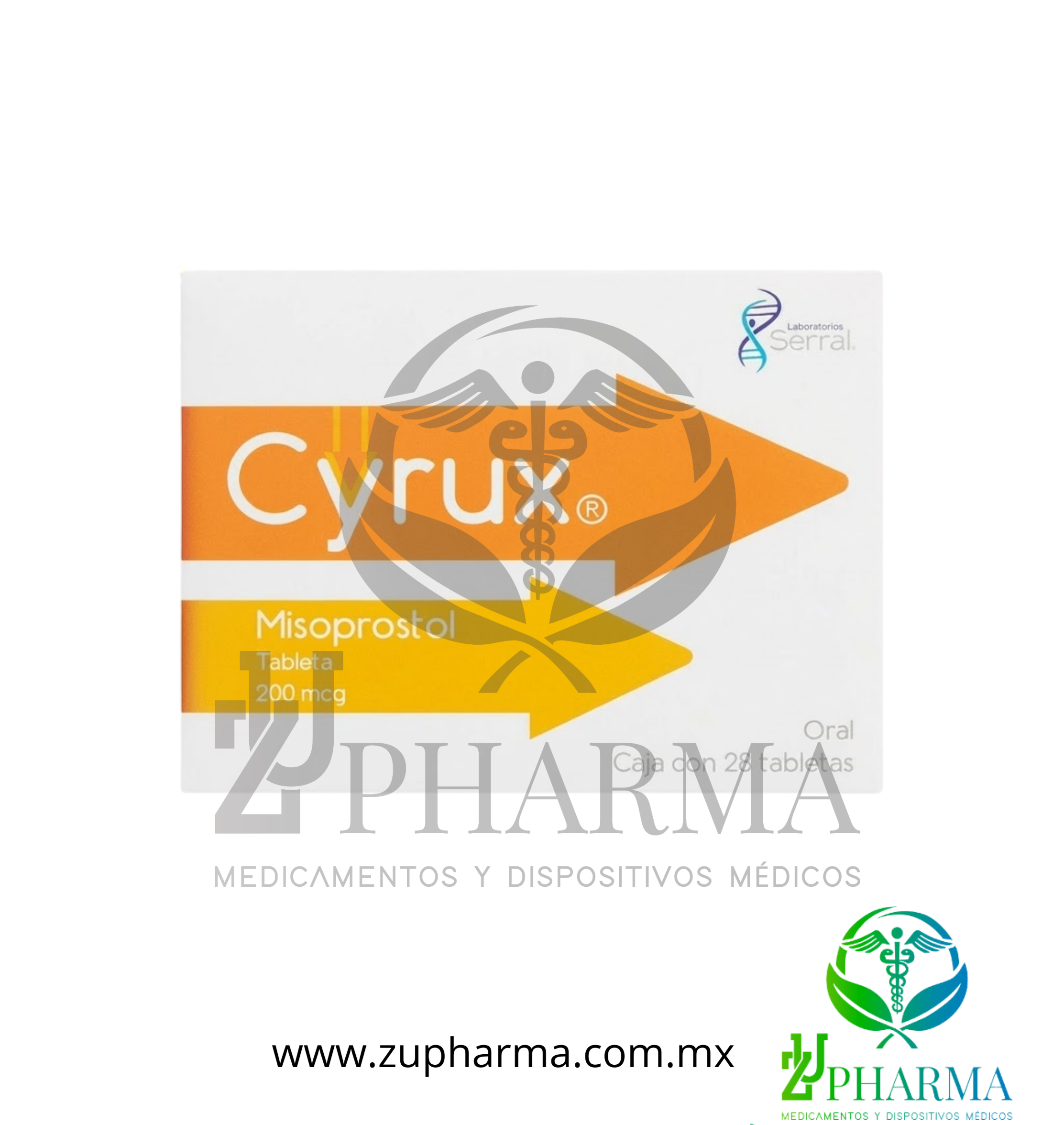 Cyrux (Misoprostol) 200 mcg Caja con 28 Tabletas - Laboratorios Serral