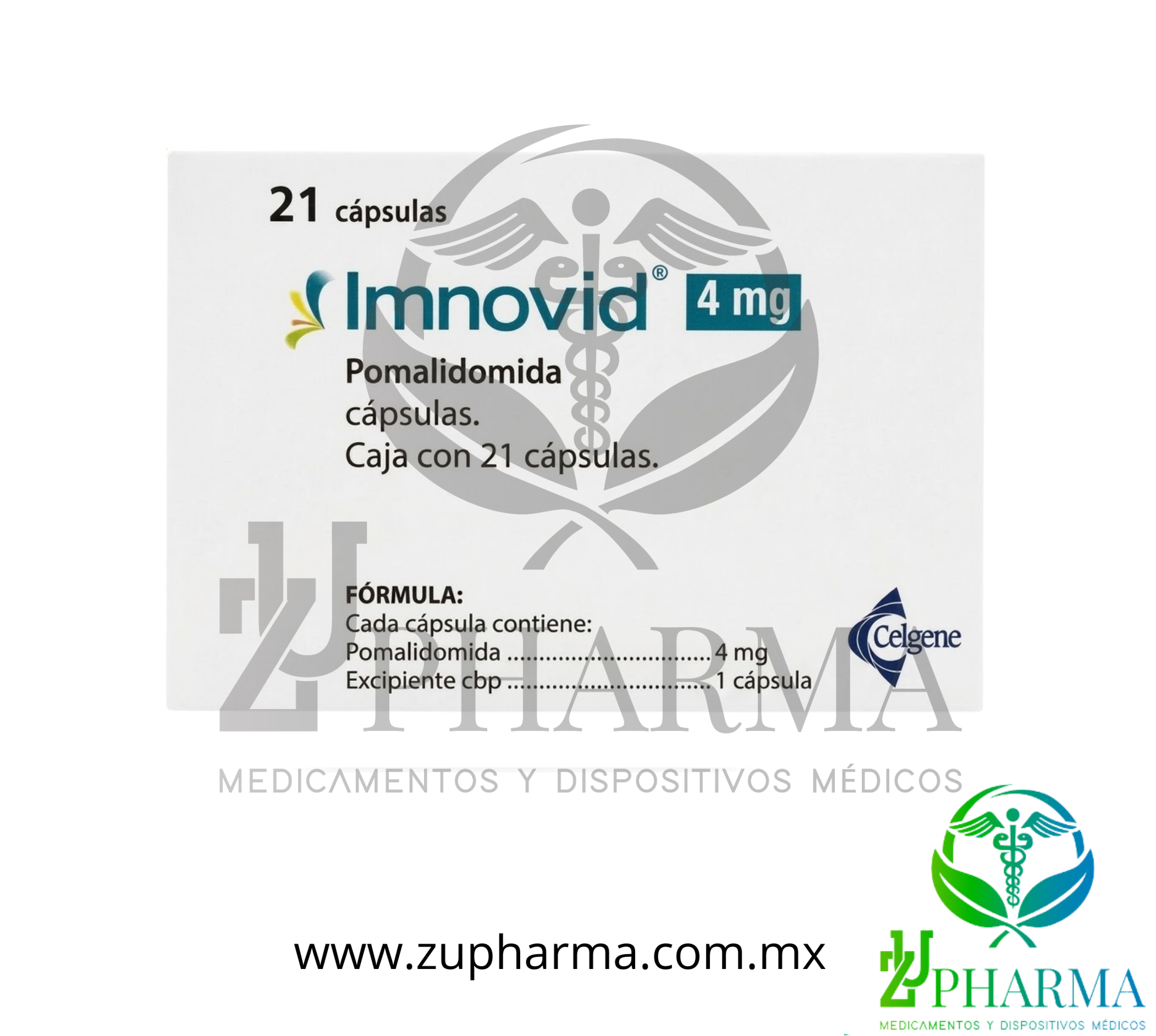Imnovid (Pomalidomida) 4 mg Caja con 21 Cápsulas - Celgene
