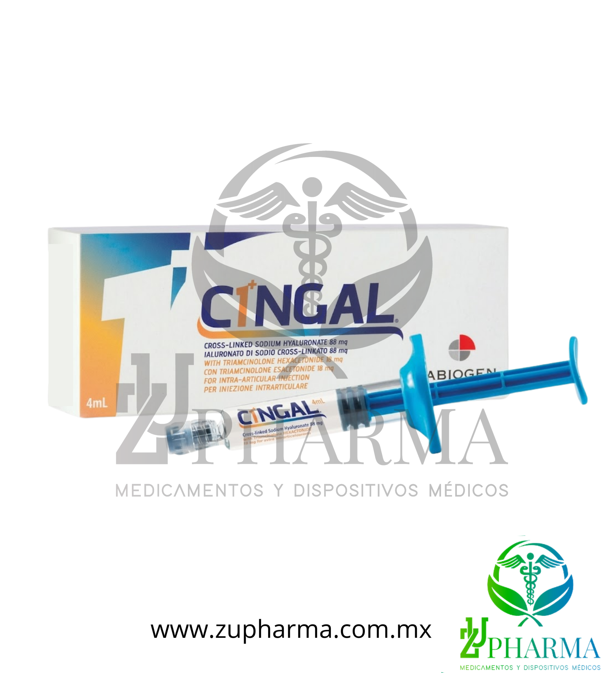 Cingal (Hialuronato de Sodio Reticulado / Triamcinolona) 4 mL Jeringa Dosis Única - Abiogen