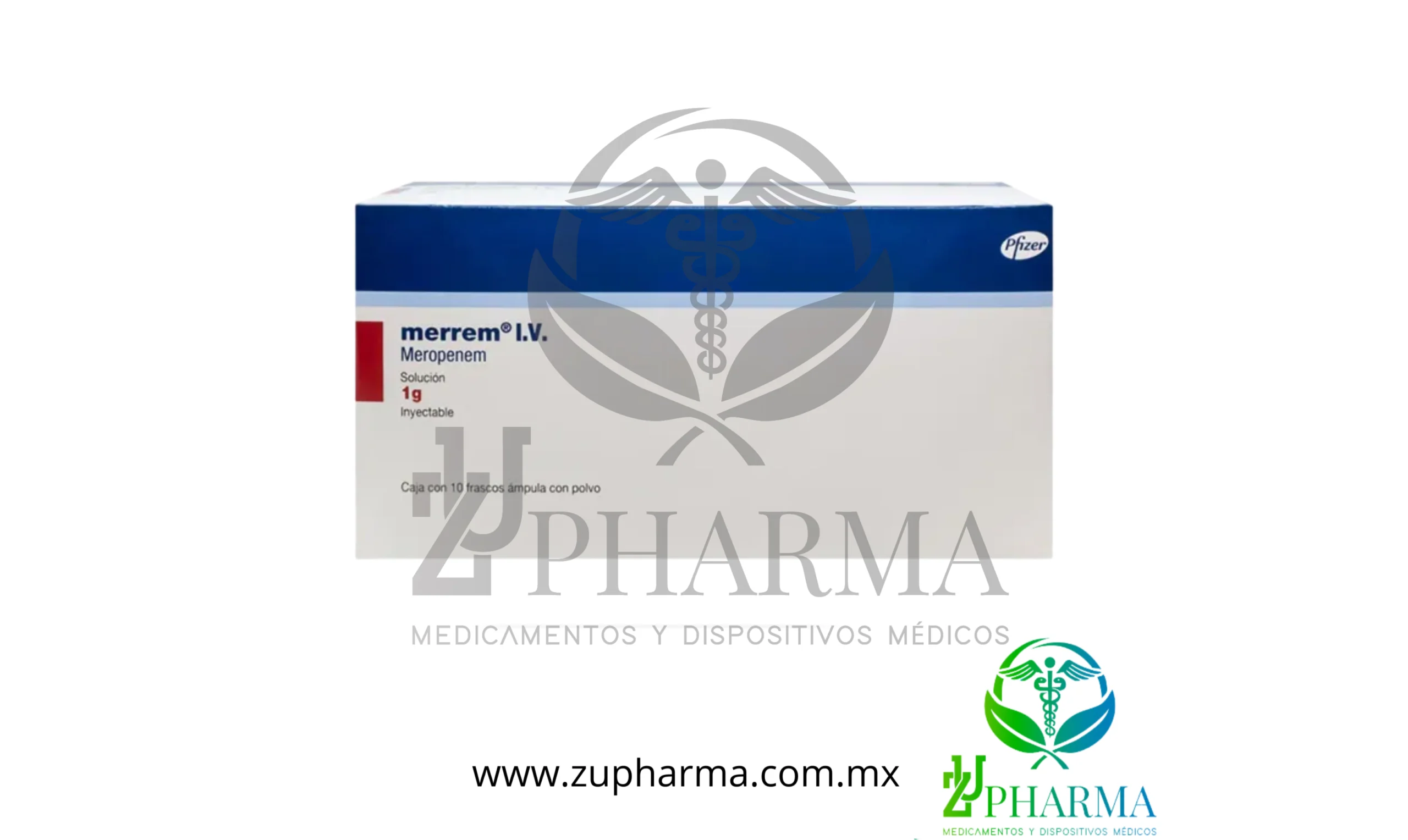 Merrem I.V. (Meropenem) 1 g Caja con 10 Frascos Ámpula con Polvo - Pfizer