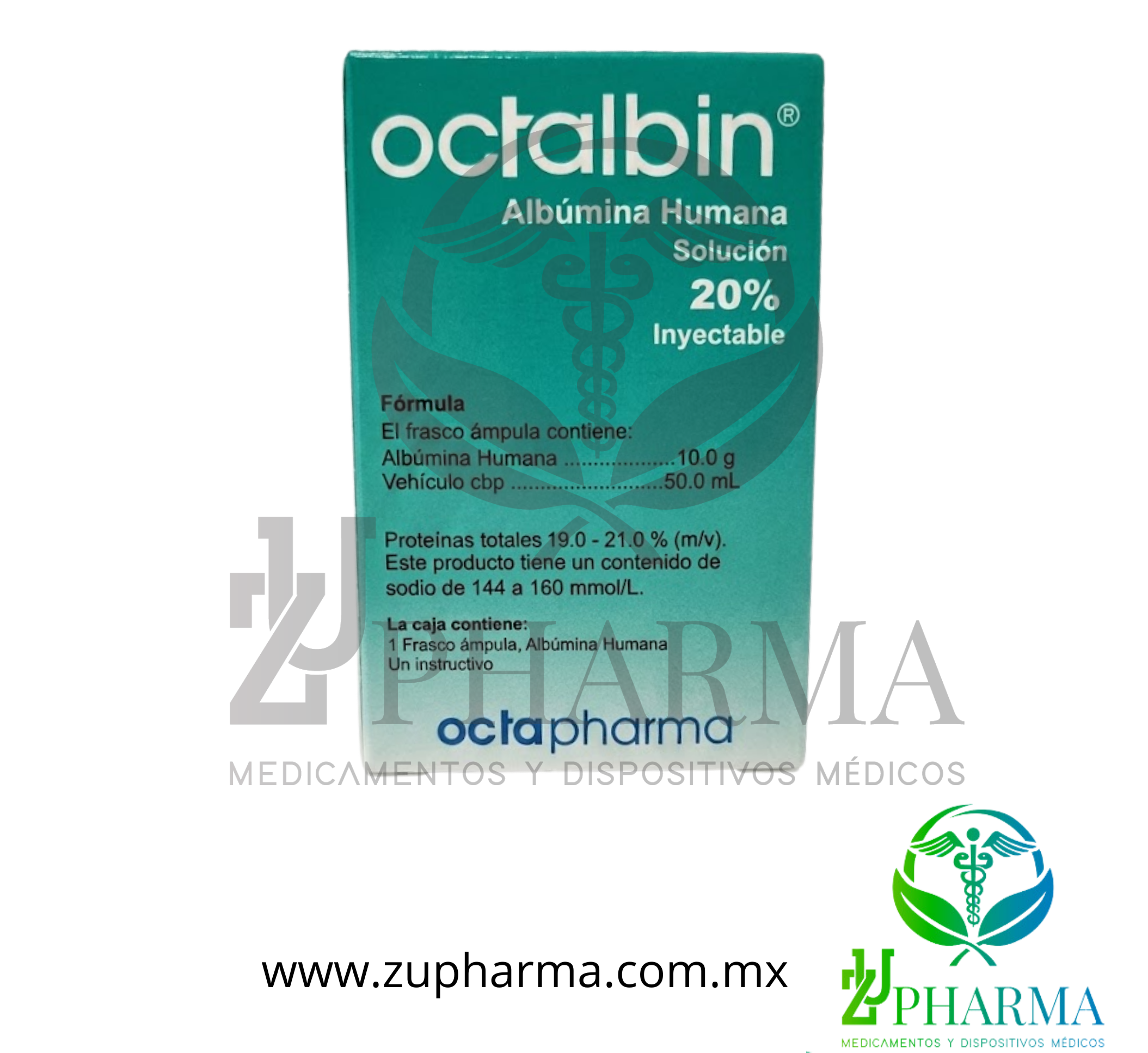 Octalbin (Albúmina Humana) 20% Solución Inyectable Frasco 50 mL (10.0 g) - Octapharma