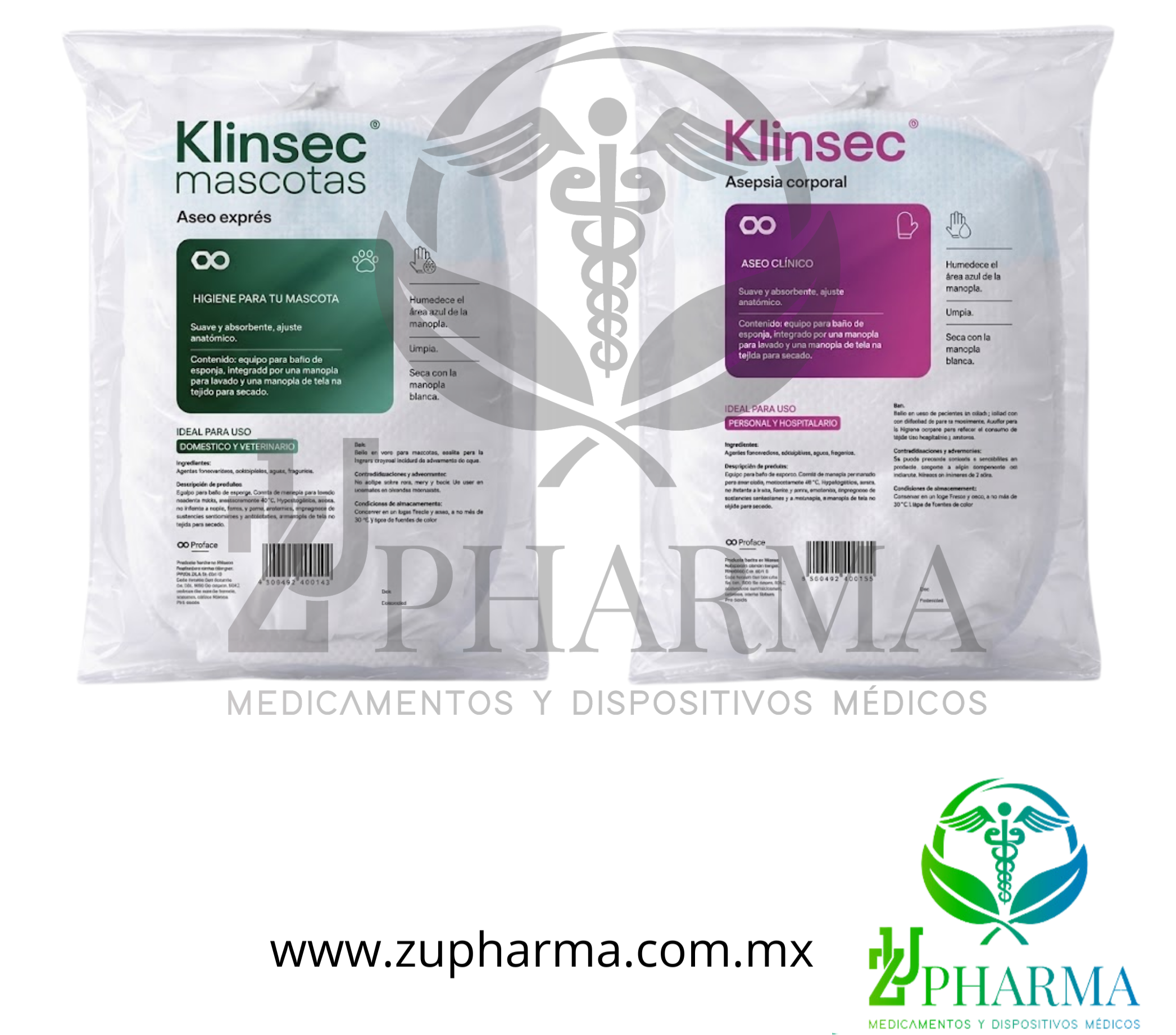 Klinsec Kits de Manoplas para Baño en Seco (Asepsia Corporal y Mascotas) - Proface