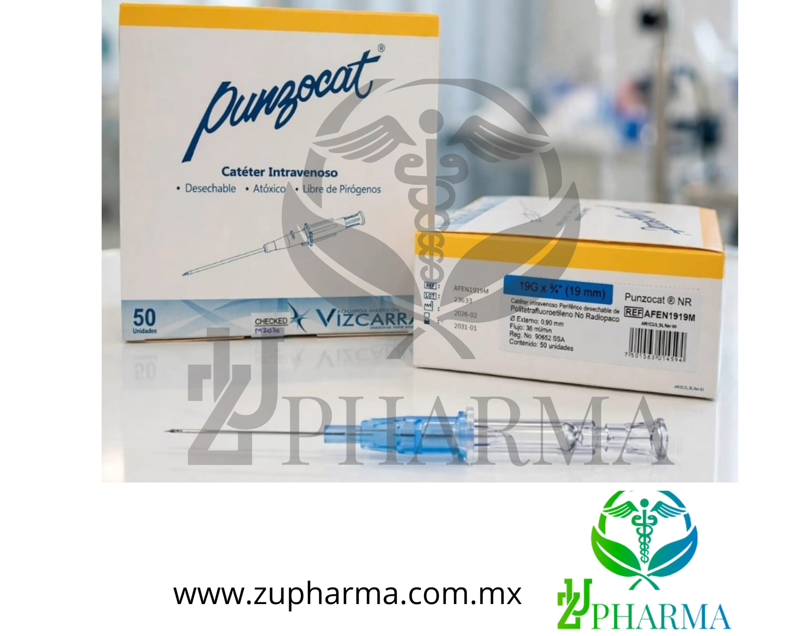 Punzocat NR (19G x 19 mm) Catéter Intravenoso Periférico No Radiopaco - Equipos Médicos Vizcarra