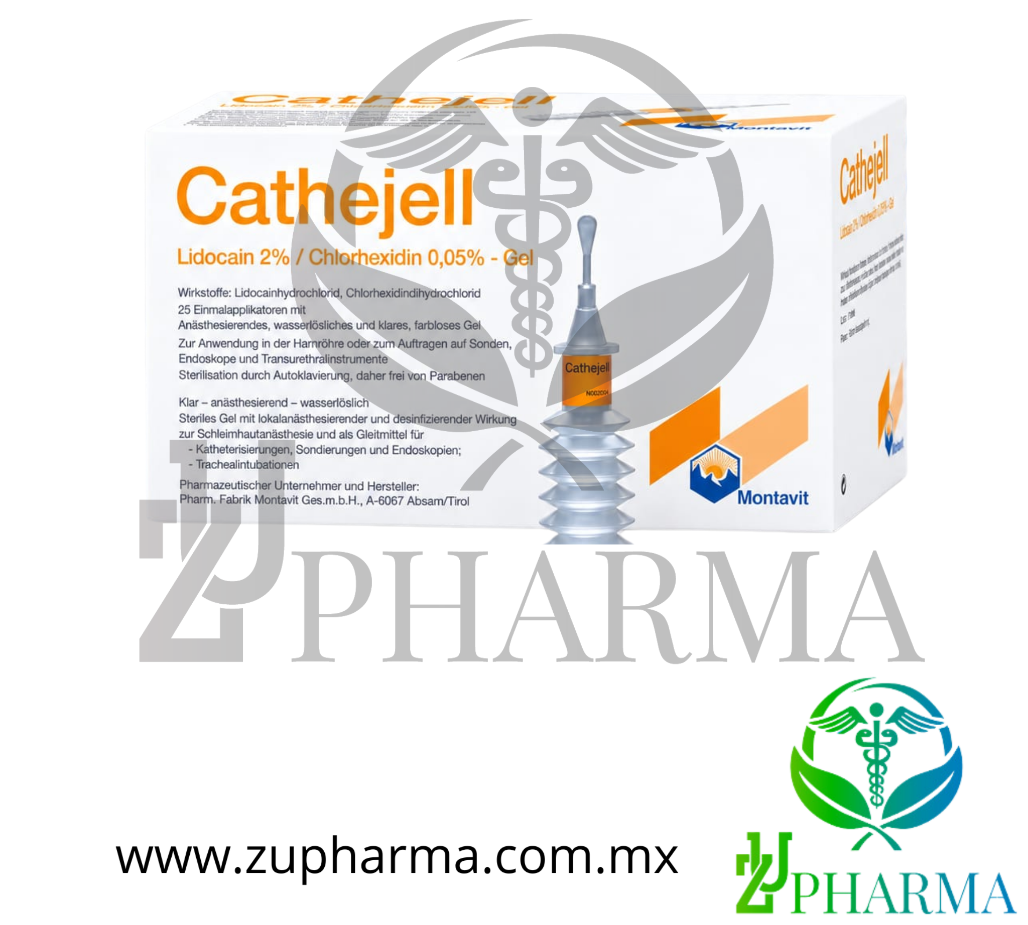 Cathejell® Lidocaína 2% / Clorhexidina 0.05% Gel Estéril Lubricante Anestésico (Caja con 25 Aplicadores) - Montavit