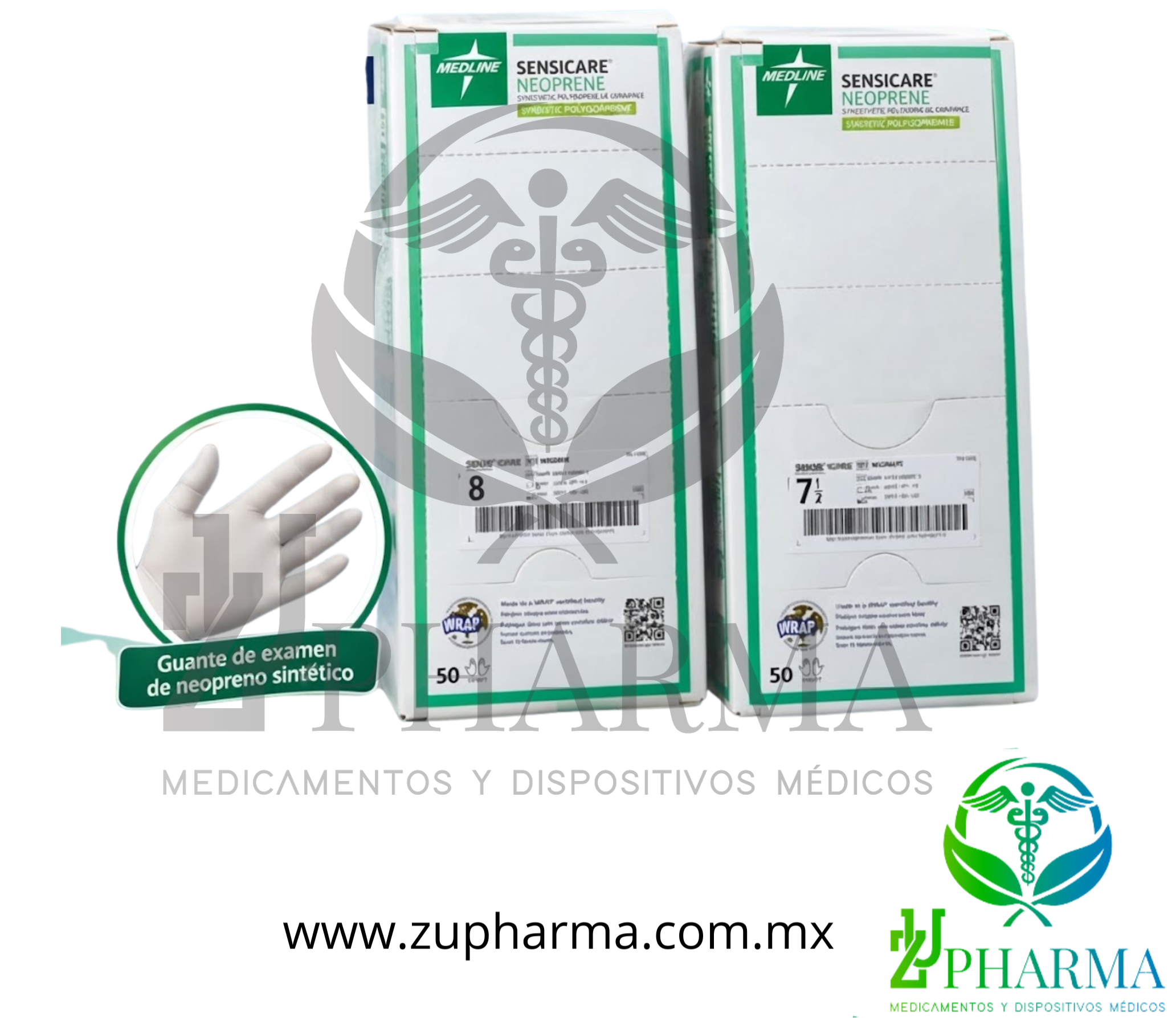 Guantes de Examen de Neopreno Sintético Medline® SensiCare® Neoprene (Sin Polvo, No Estériles)